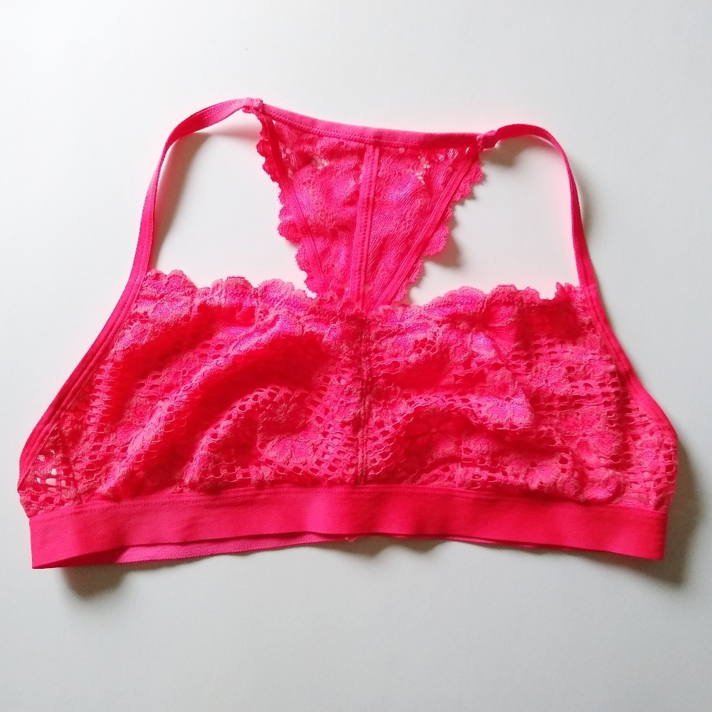 Aerie lace racerback bralette Large hot pink